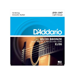 Muta corde chitarra acustica 12 corde D'ADDARIO EJ36 - bronze - cal. .010/.010 .014/.014 .023/.008 .030/.012 .039/.018 .047/.027