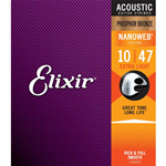 Muta corde chitarra acustica ELIXIR 16002 NANOWEB - phosphor bronze - cal. .010 .014 .023 .030 .039 .047