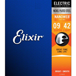 Muta corde chitarra elettrica ELIXIR 12002 NANOWEB - nickel plated steel - cal. .009 .011 .016 .024 .032 .042